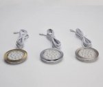 6pcs Packing Rounded LED Stainless Steel Under Cabinet Lighting 2W 12VDC 3 Switches are Available Controllable Puck Light for Motorhome, Caravan, Truck, Kitchen, Wine Cabinet, Wardrobe
