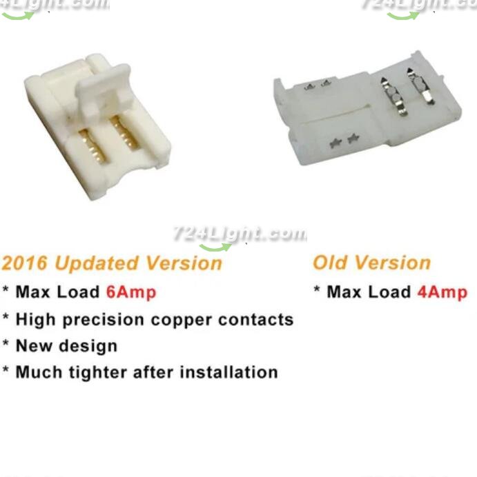 10pcs/Pack New LED Strip Connector Solderless Snap Down 2 Pin Strip to Strip Gapless Jumper for 8mm Wide 3528 2835 Single Color Flex LED Strips
