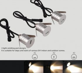8PCS Pack DC12-24V 1W IP67 Waterproof LED Inground Light with A1/A2/A3 Lesn for Foot Stair LED Deck & Step Light