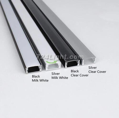 Black LED Profile U02 9x17mm U-Shape LED Aluminum Channel System