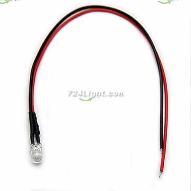 50pcs Pack 8mm LED Pre Wired light 3V/6V/12V/24V 20cm F10 Straw Hat Round Top Bulbs Light Lamp for DIY Car Boat Toys Party lighting Project