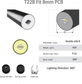 16.4FT(5Meters) Dia.22mm 360° Emitting IP67 Waterproof Flexible Full Black Silicon LED NEON Tube Housing Fit for 8mm Wide LED Strip Light