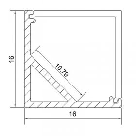 Wholesale LED U Rectangle Aluminium Channel PB-AP-GL-005 1 Meter(39.4inch) 16 mm(H) x 16 mm(W) For Max Recessed 10mm Strip Light LED Profile