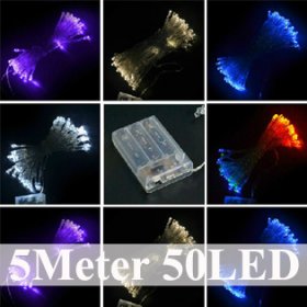 5M 50LED Holiday Lighting 3AAA Battery Power Operated LED String Lights Christmas Party Wedding Decorative String Light