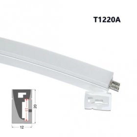 1M/5M/10M/20M Pack of T1220 One Face Edge Lighting LED Neon Light Housing Kit with End Caps and Mounting Clips, Flexible Neon Channel Fit for 12mm Wide LED Strip Lights