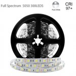 16.4FT 5Meter SMD5050 300LED 12V 60W True Color CRI95+ Full Spectrum Natural Light LED Strip Light