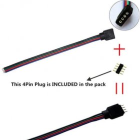10pcs Pack RGB LED Light Strips Connector with 4Pin plug RGB LED Strip Connector Cable for SMD 5050/3528 RGB LED Strip light - 15cm/6 Inch