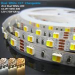 12V Dual White LED light Strip, 16.4FT/5Meter SMD5050-300 60 LEDs Per Meter 2 in 1 Color Temp-Adjustable Flexible LED Strip Light
