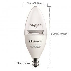 Free Shipping 6pcs * UL LED Candle Light UL CUL Approved 3.5 Watt 300 Lumen LED Candle Light Bulb Dimmable 2700K Warm White Color in E12 Edison Screw Base, 40 Watt Incandescent Lamp Equivalent