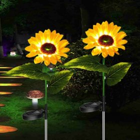 Solar LED Sunflower Lights for Your For Garden, Patio, Yard, Landscape Decor - 2 Pack