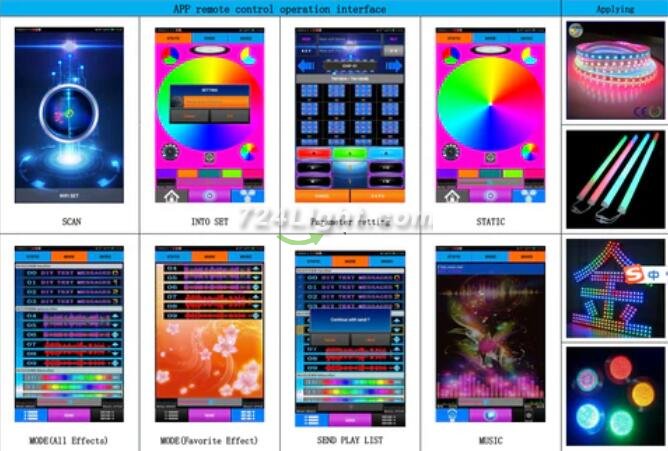 WIFI APP Controll LED Controller Sound /Music Pixel SPI Controller for Addressable Dream Color RGB/RGBW LED Lights DC12-24V