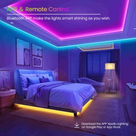 25 FT LED Strip Lights,Bluetooth LED Lights for Bedroom, Color Changing Light Strip with Music Sync, Phone Controller and IR Remote(APP+Remote +Mic)