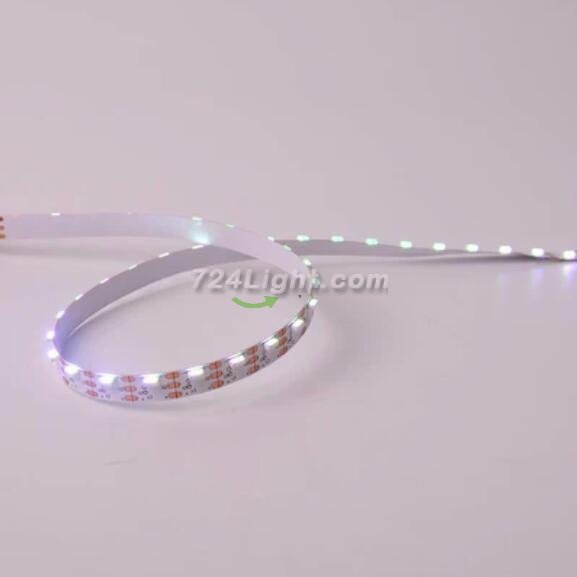 DC 5V 5Meter (16.4Ft) Side Emitting RGB SMD4020 SK6812 Individually Addressable LED Strip Light 60LED/Meter LED Pixel Flexible Tape White PCB