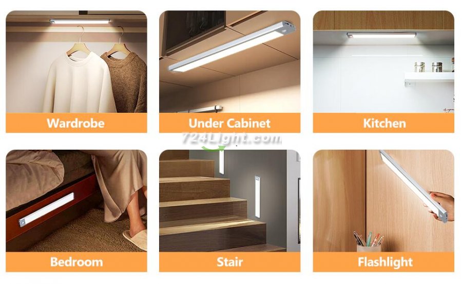 2 Pack PIR Motion Sensor LED Cabinet Light, Under Counter Closet Lighting, Wireless USB Rechargeable Light Indoor, CCT 2700-6500K Color Changeable for Kitchen, Wardrobe, Closet, Hallway