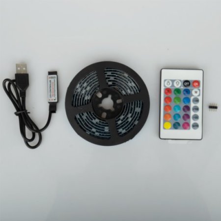 (image for) LED 5050 Light Strip RGB 24 Key Remote Control TV Light Strip Set Colorful Waterproof Interior Decoration Atmosphere Light Strip