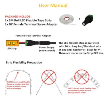 (image for) High CRI90 LED Light Strip, SMD3528-1200 240 LEDs 1200LM Per Meter, Double Row Flexible LED Strips, 15mm Wide 12V Tape