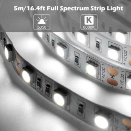 (image for) 16.4FT 5Meter SMD5050 300LED 12V 60W True Color CRI95+ Full Spectrum Natural Light LED Strip Light