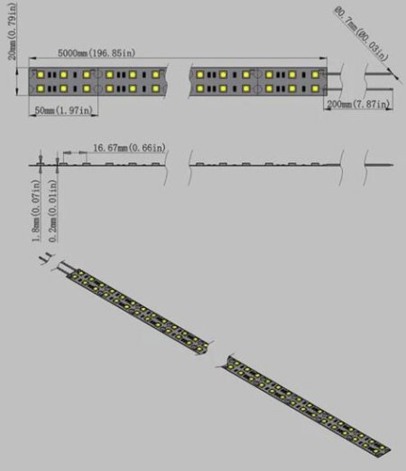 (image for) DC 12V Red/Blue/Green/Yellow Dimmable SMD5050-600 Double Row Flexible LED Strips 120 LEDs Per Meter 15mm Width 1800lm Per Meter