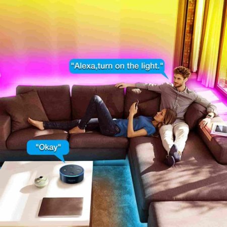 (image for) Smart WiFi Led Lights 50ft, Tuya App Controlled Led Strip Lights, Work with Alexa and Google Assistant, Timer Schedule Led Lights Strip, Color Changing Led Lights for Bedroom Party Kitchen