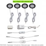 4pcs Pack LED Under Cabinet Lighting 2.5W 12VDC Ultra Thin, 3 Switches are Available Controllable Puck Light for Motorhome, Caravan, Truck, Kitchen, Wine Cabinet, Wardrobe