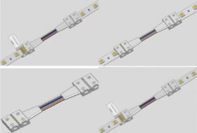 10PCS PACK RGBW LED Strip Connectors Solderless Snap Down 5Conductor Connectors for 12mm Wide SMD5050 RGBW Color Flex LED Strips