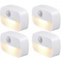 4Pack PIR Motion Sensor LED Night Light, Motion Activated Under Cabinet Light, Battery Operated Stick-on Anywhere Motion Activated for Kitchen Stairway (Battery not included)