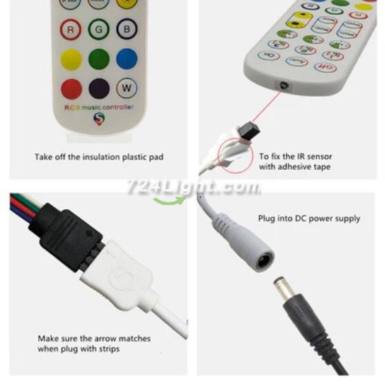 5V-24V DC Wireless ELK6ARGB Bluetooth Music Symphony Controller with Two Outputs for RGB Color Changing LED Flexible Strip Lights