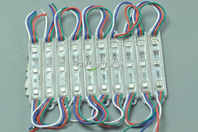 5050 SMD LED Modules RGB 3 LED 5050 Modules 75x12MM 12V 0.75W Waterproof Modules - Click Image to Close
