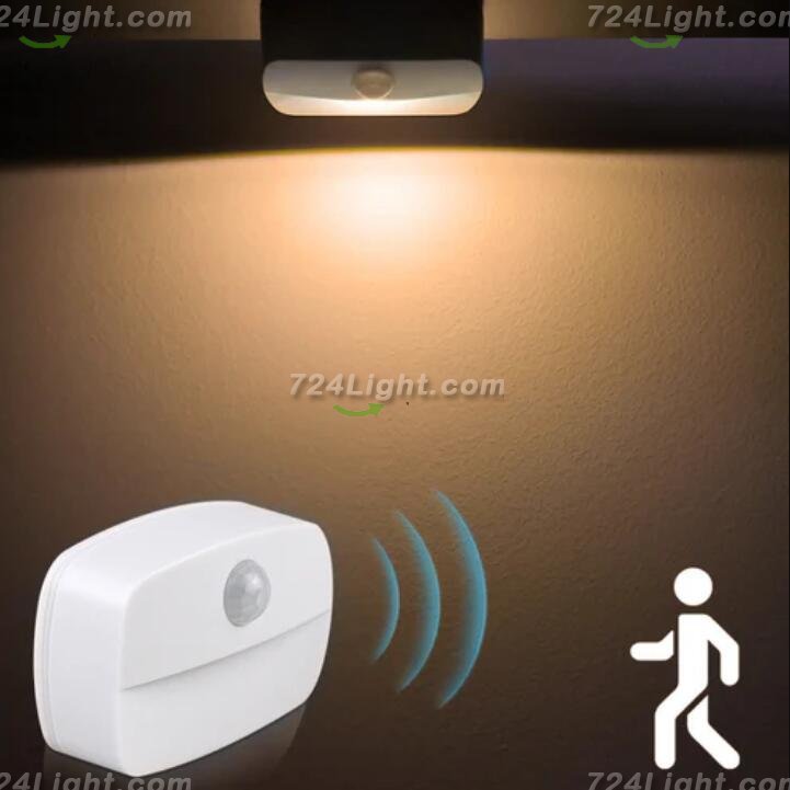 4Pack PIR Motion Sensor LED Night Light, Motion Activated Under Cabinet Light, Battery Operated Stick-on Anywhere Motion Activated for Kitchen Stairway (Battery not included)