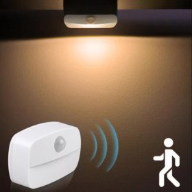 4Pack PIR Motion Sensor LED Night Light, Motion Activated Under Cabinet Light, Battery Operated Stick-on Anywhere Motion Activated for Kitchen Stairway (Battery not included)