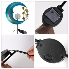 Solar Garden Light, Wrought Iron Moon-Shaped Ground Plug Light Outdoor Garden Lighting Landscape Light