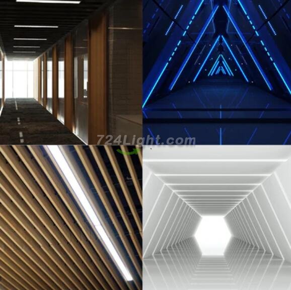 2 Pack H7635A Big Aluminum Extrusion Channel for Flush Mounting Linear Office Lighting System