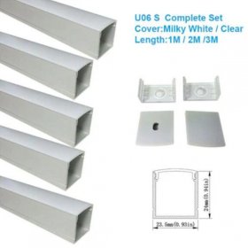 Silver U06 24x24mm U Shape LED Aluminum Profile Kit for LED Strip Light
