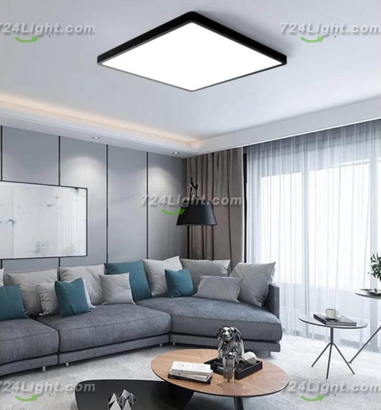 12inch 24W LED Ceiling Light Flush Mount, 3200LM Black Flat Ceiling Lamp, Square Low Profile Lighting Fixture for Bedroom, Kitchen, Living Room, Stairwell