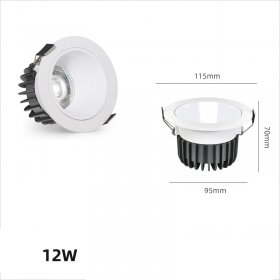 12W SPOTLIGHT LED CEILING LIGHT EMBEDDED CREE HIGH DISPLAY BACKGROUND WALL HOTEL COB DOWNLIGHT ANTI-GLARE