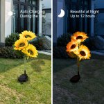 Outdoor Solar Garden Stake Lights, 3 Heads Waterproof Solar Sunflower Lights for Garden, Lawn, Patio, Backyard, Pathway Decoration(2 Pack)