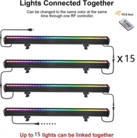 Linkable 7060 Linear LED RGB Wall Washer Lights with Remote Controller, 36W Waterproof Color Changing Wall Washer LED Light for Outdoor/Indoor Lighting Projects, Hotels, Building Wall Decorations