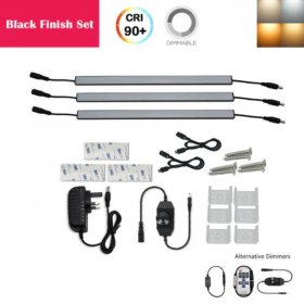 C-Series 3 Pack (3*3W) Dimmable CRI 90 Ultra Thin 12inch Linkable Linear LED Under Cabinet Lights with Dimmer & Power Adapter