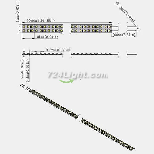 12V Red/Blue/Green/Yellow Dimmable LED Strip Light 15mm Double Row SMD3528-1200 1200LM 240 LEDs/Mtr