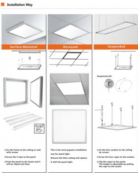 5 PACK 2'x2' - 600*600 (mm) LED Flat Panel LED Drop Ceiling Lights, 40W 3600 LM, 3000K/4000K/6500K Changeable and Dimmable Recessed Troffer Light Fixture for Office/Garage/Basement