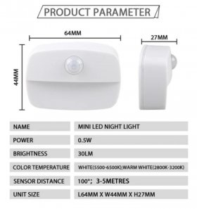 4Pack PIR Motion Sensor LED Night Light, Motion Activated Under Cabinet Light, Battery Operated Stick-on Anywhere Motion Activated for Kitchen Stairway (Battery not included)