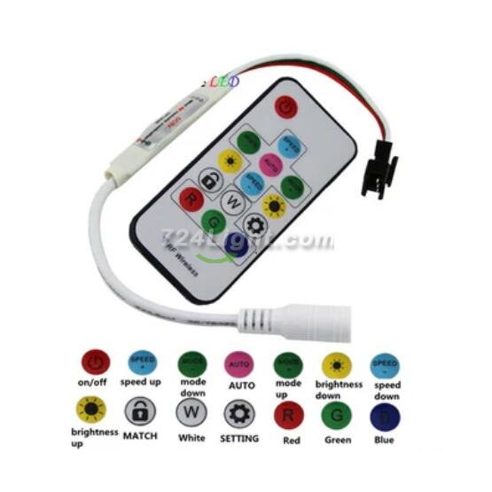 5V DC Wiress RF Remote Controller for Dream Color Magic Color Addressable RGBW LED Flexible Strip Lights Max 2048 Pixels Controllable