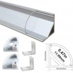 Silver Corner LED Aluminum Profile V02 16x16mm V-Shape Curved Cover Corner Mounting Aluminum Channel