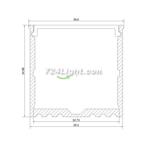 Super Width 35mm LED Aluminium Extrusion Recessed LED Aluminum Channel 1 meter(39.4inch) LED Profile