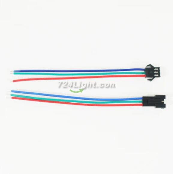 5Pair (10pcs) Female and Male JST 3PIN RGB Strip Wire Connector for Dream Color SMD5050 RGB LED Flex Strip Light