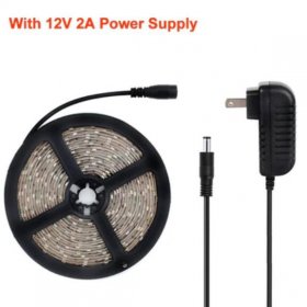 24W UV Black Light LED Strip 16.4FT/5M UV 3528 300LEDs 395nm-405nm Waterproof LED Strip Light for Night Fishing,Party w/ 12V 2A Power Supply