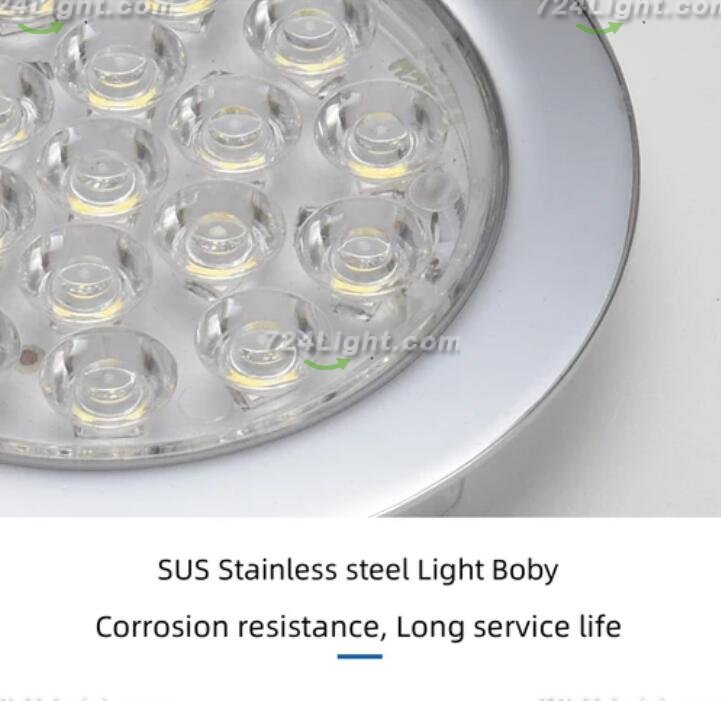 4pcs Pack Round LED Under Cabinet Lighting Stainless Steel LED Puck Light 2W 12VDC, 3 Switches Optional Controllable Puck Light for Motorhome, Caravan, Truck, Kitchen, Wine Cabinet, Wardrobe