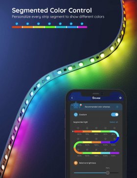 LED Strip Lights RGBIC, 16.4ft Bluetooth Color Changing LED Lights with Segmented App Control, Smart LED Strip Color Picking, Music Sync LED Lights for Bedroom, Living Room, Kitchen, Party