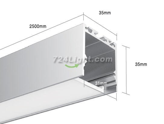 2.5 meter 98.4" LED Suspended light Channel Profile 35mm x 35mm suit 38mm led strip light