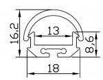 PB-AP-GL-039 LED Aluminium Channel 1 Meter(39.4inch) LED profile With Round Cover For Rigid LED Module 5630 2538 LED Strip